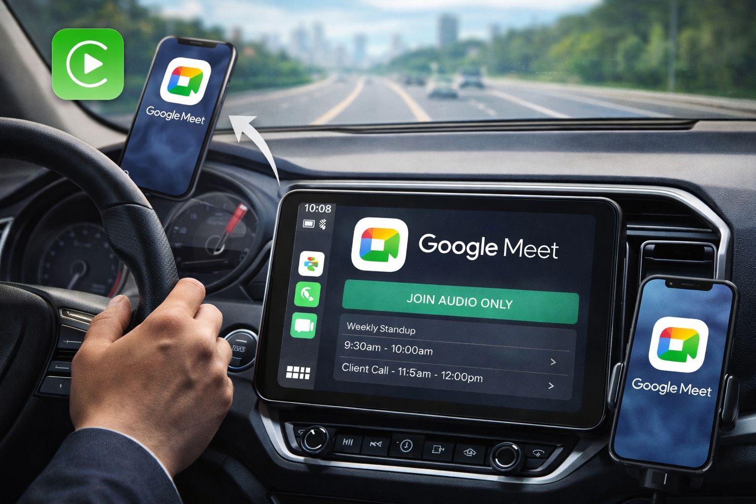 Google Meet Kini Hadir di Apple CarPlay, Meeting Bisa Dilakukan Langsung dari Mobil
